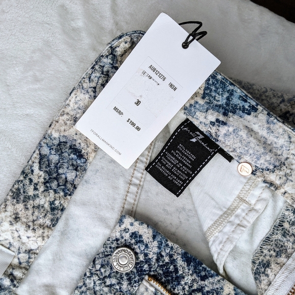 7 For All Mankind Mid Rise Skinny Ankle Jeans Snake Stretch Denim Indigo 30 NWT - Picture 13 of 14